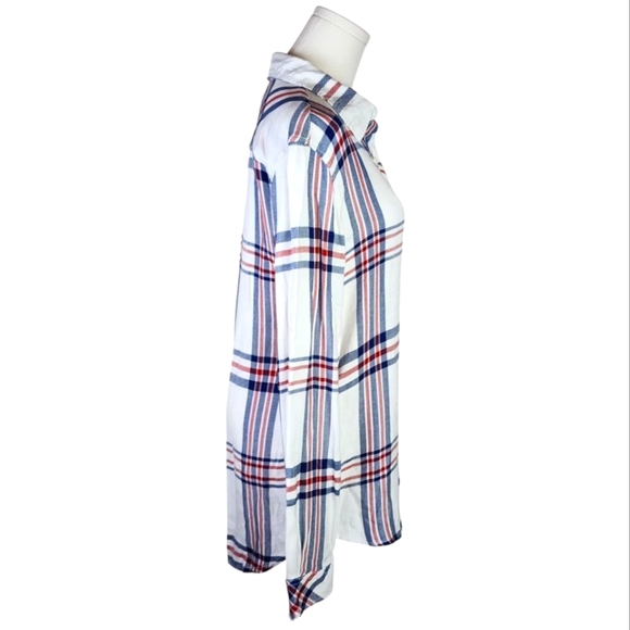 BLL New York Collegiate Plaid Button Down Shirt Red White Blue Size S - Picture 4 of 7